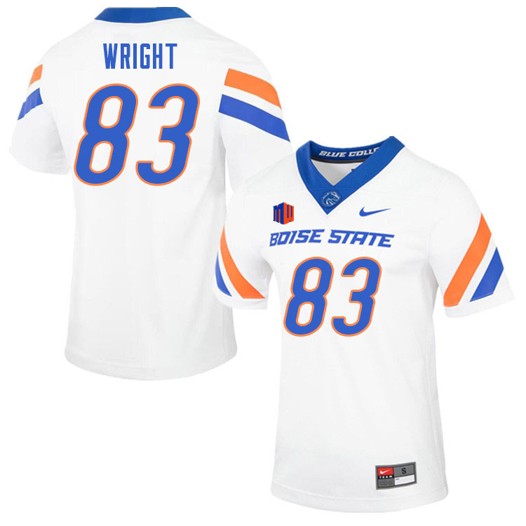 Men-Youth #83 Cole Wright Boise State Broncos College Football Jerseys Stitched-White